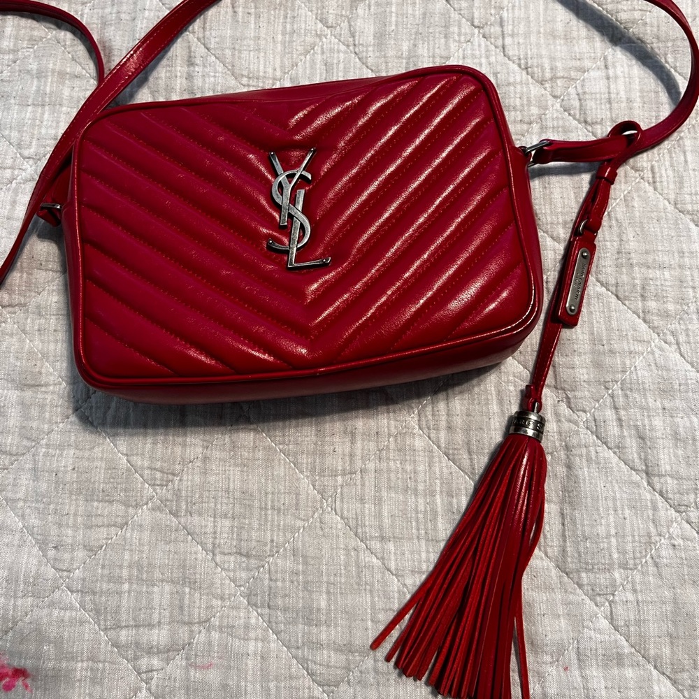 Saint Laurent Red Matelasse Camera Bag